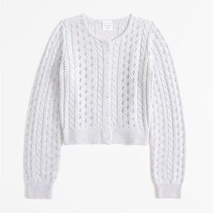 Abercrombie kids Cropped Cable cardigan in grey, size 7/8